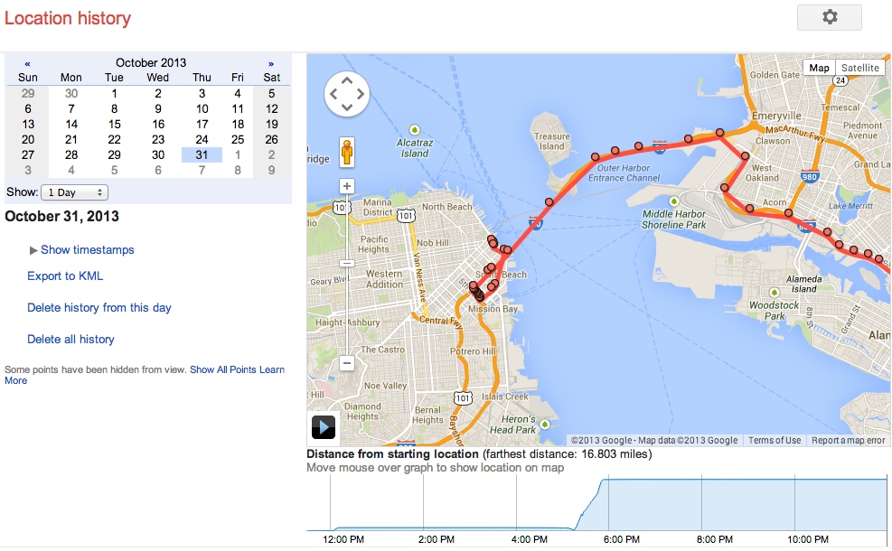 google maps location history