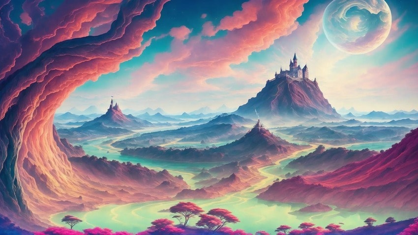 dreamlike landscape art ai prompt with multiple styles