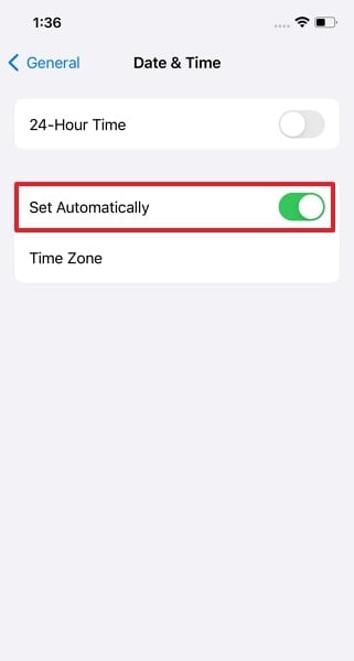 toggle set automatically feature