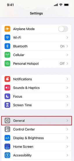 general iphone settings