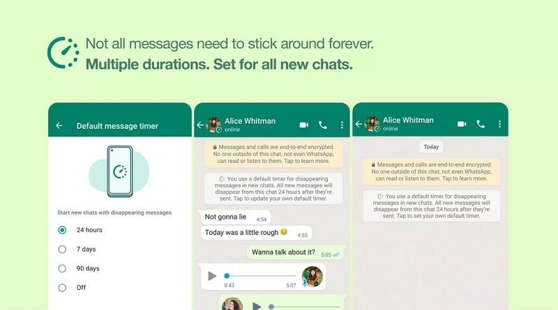 overview of whatsapp disappearing messages