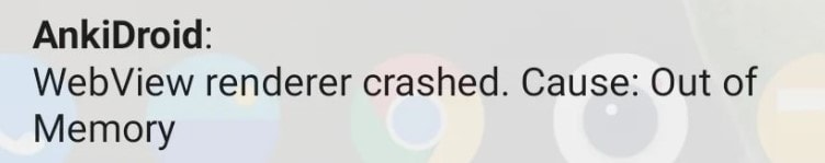 webview crash out of memory message