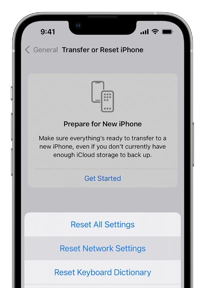 reset network settings on iphone