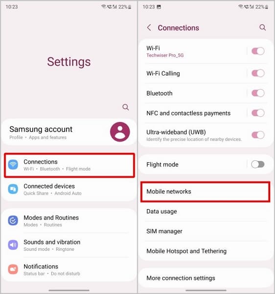 open mobile network connections