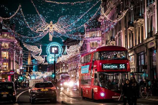 christmas lights décor in the city