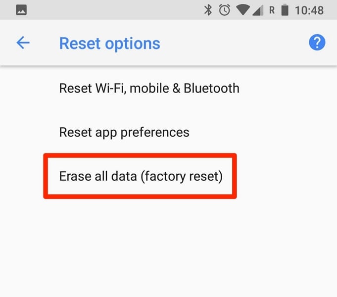 factory reset google pixel