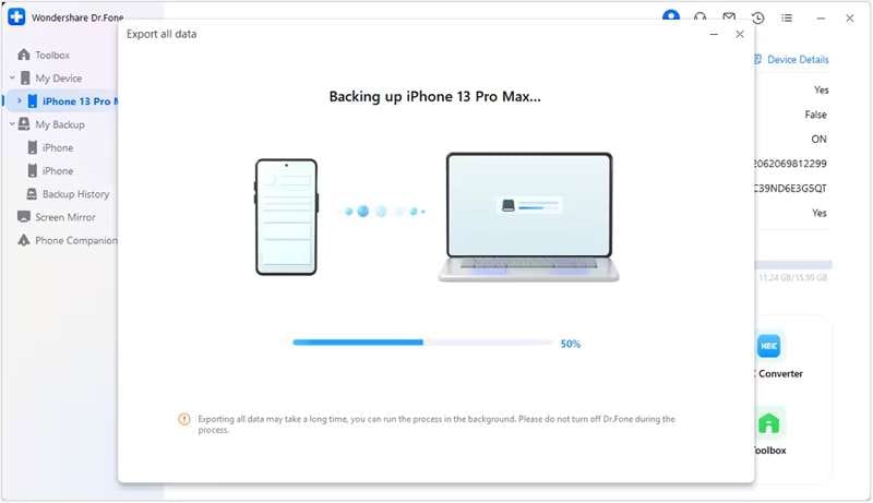 Monitor the data transfer progress.