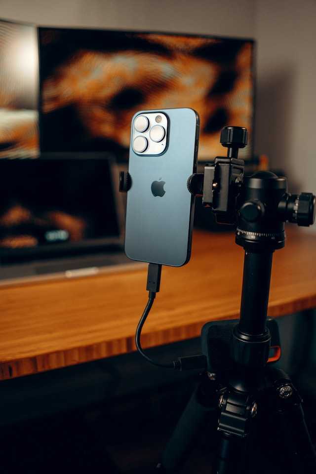 iphone 15 pro on a tripod