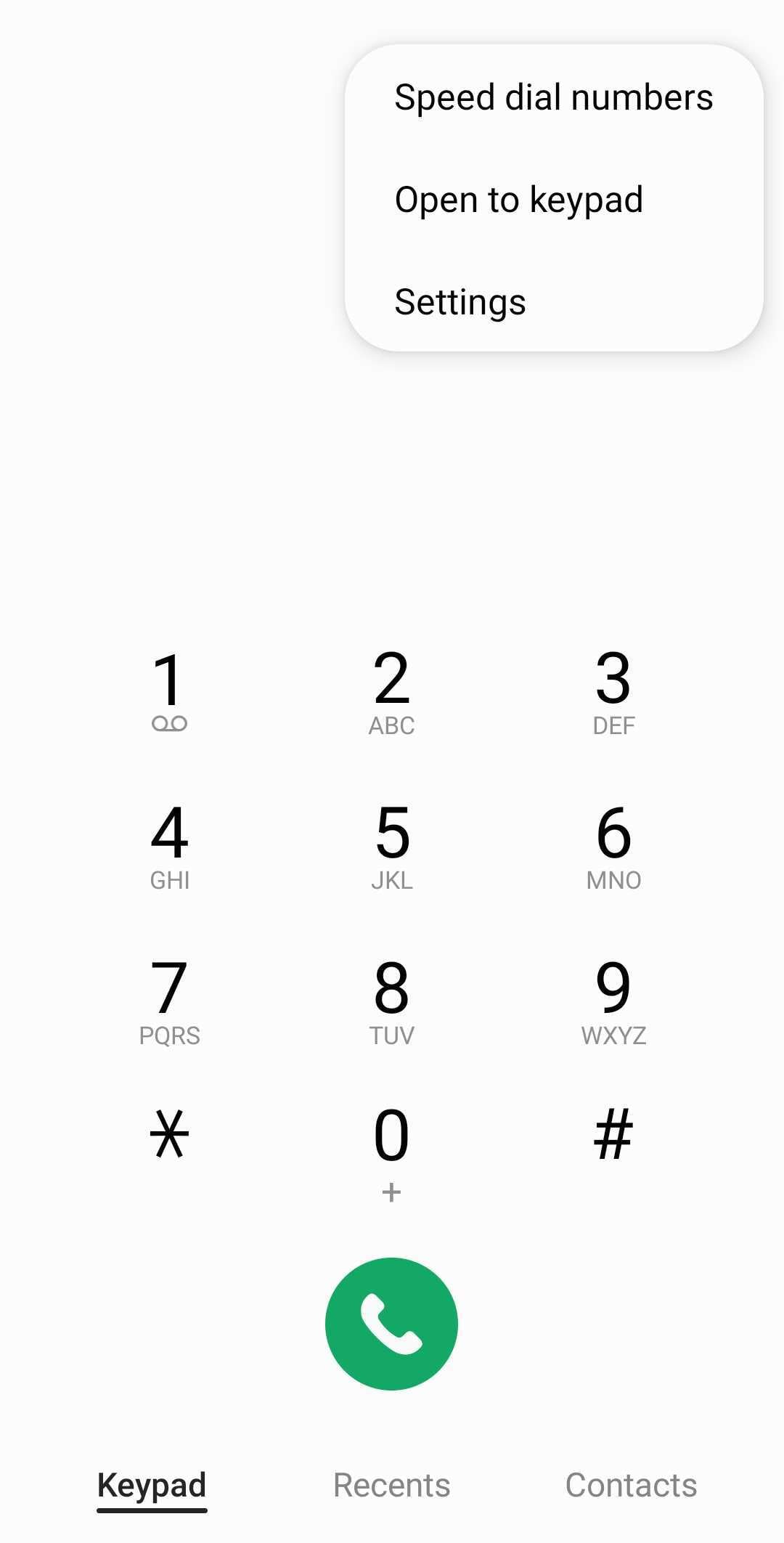 phone dial app settings