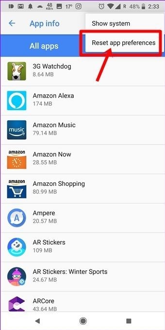 resetting app preferences on android