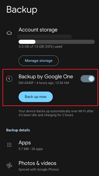 confirm google backup