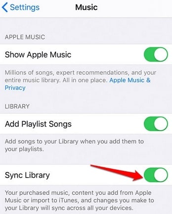 enable sync library on ipod