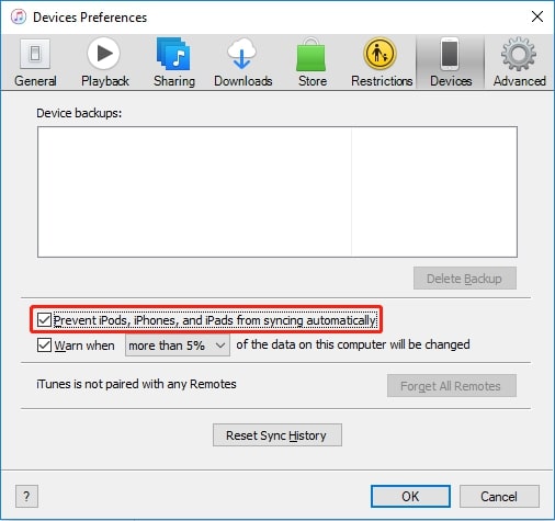 enable prevent ipod option