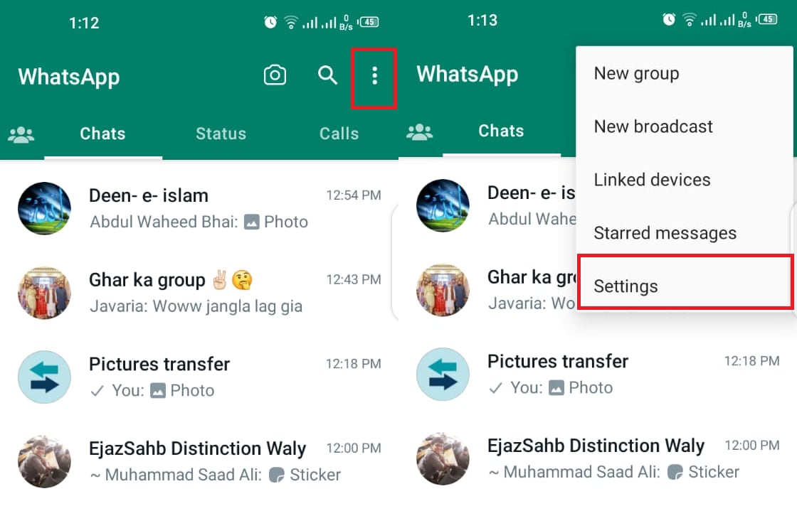 Open Settings in your WhatsApp