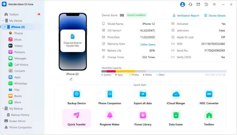 using Dr.fone to transfer files from pc to mobile