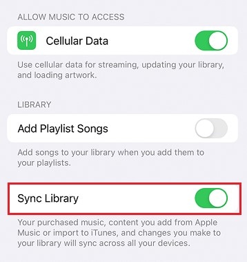 sync music library