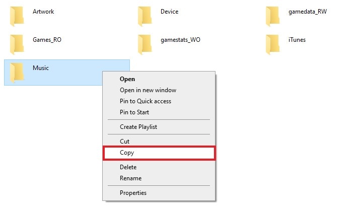 copy music folder