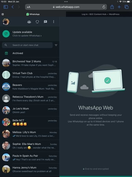 access whatsapp web on ipad