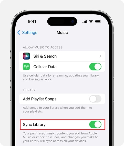 enable the sync library feature