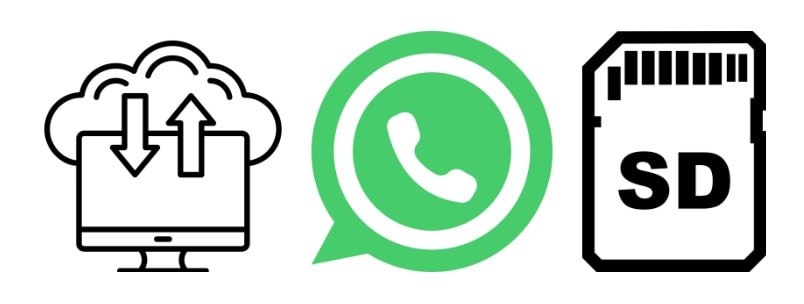 backup whatsapp and sd card logos