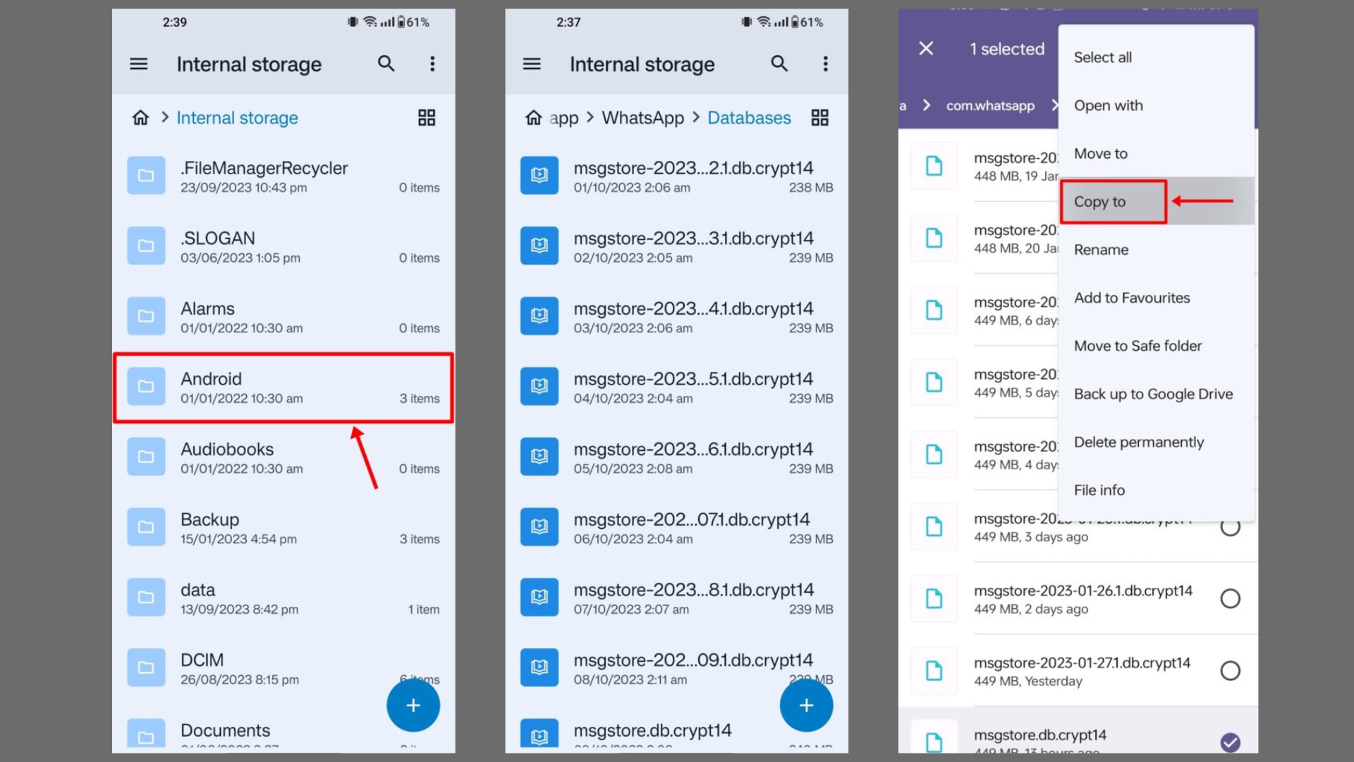 Restore Deleted WhatsApp Data from File Manager