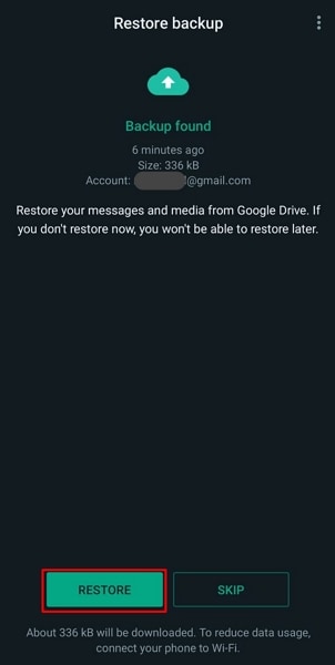 restore google drive backup chats