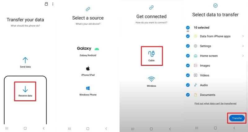 receive data via usb cable