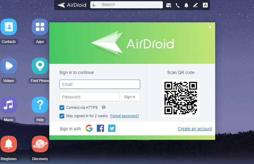 sign in to airdroid