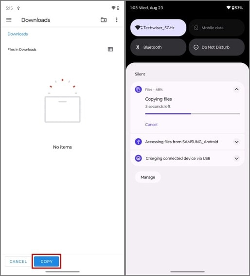 transferring data to samsung s23