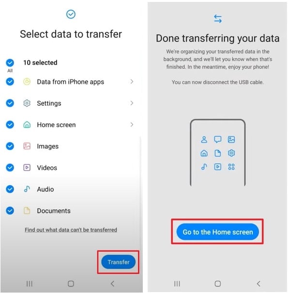 transfer data and disconnect usb cable