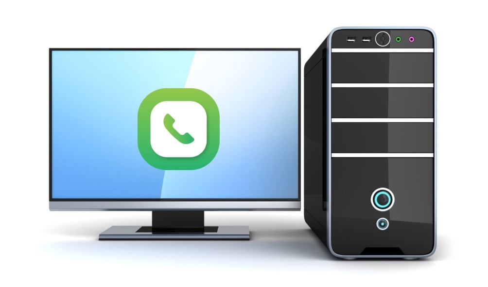 desktop computer with whatsapp logo