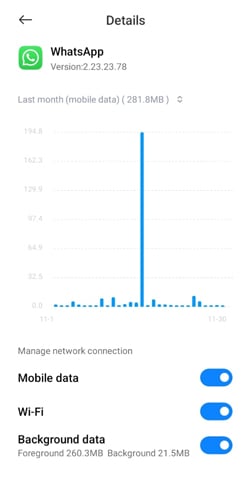 Enable WhatsApp background data on Android