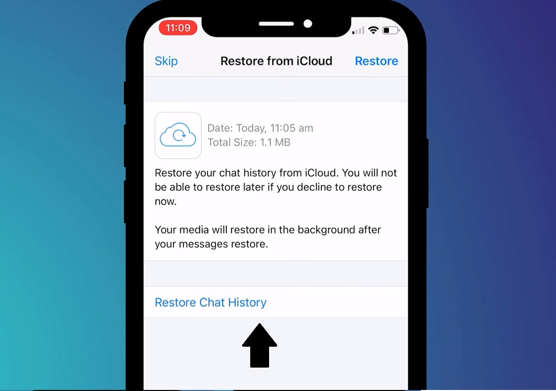 Click for WhatsApp restore backup from icloud