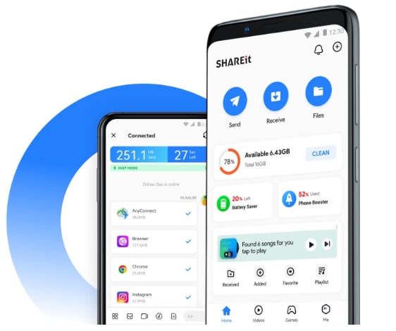 SHAREit working interface