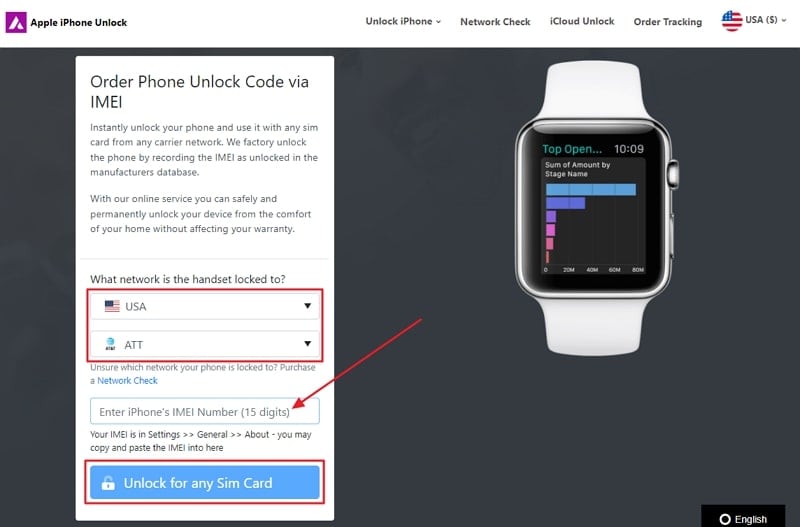 unlock watch by entering details