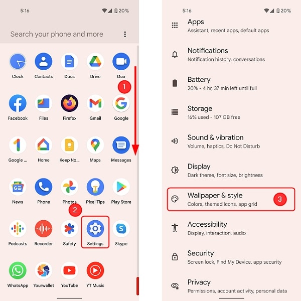 wallpaper settings on android 12