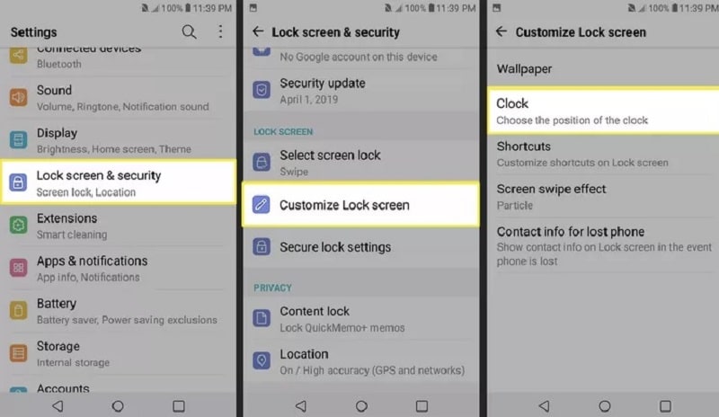 customizing lock screen clock on samsung