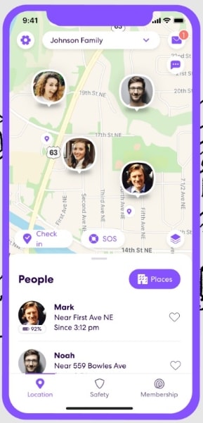 life360 location sharing app interface