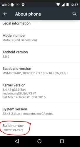 enable developer options on your Android