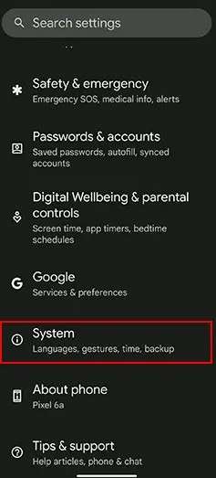 android system  interface