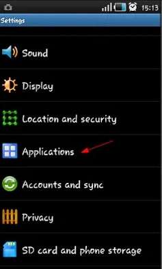 older phone settings interface