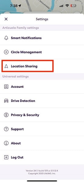 life360 location sharing