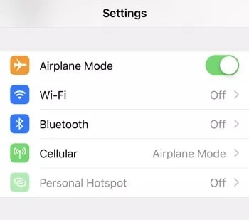 airplane mode interface