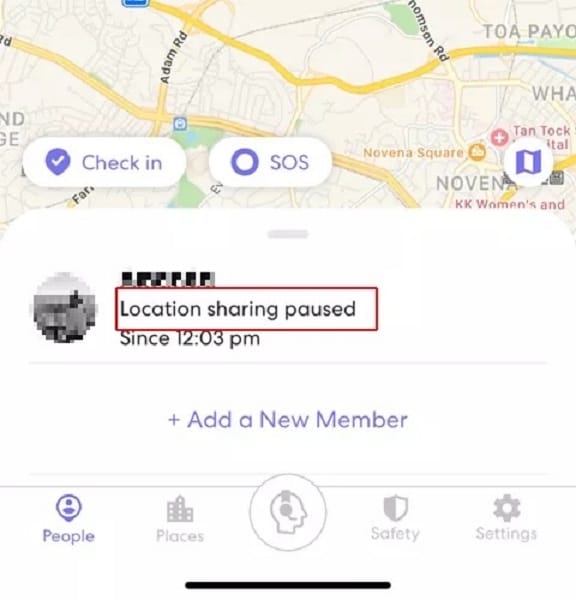 location sharing paused status