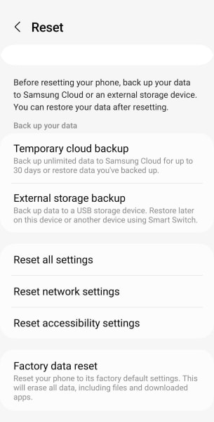 android factory data reset