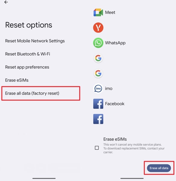 factory reset your device