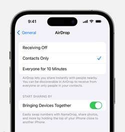 Set the AirDrop discoverable settings.