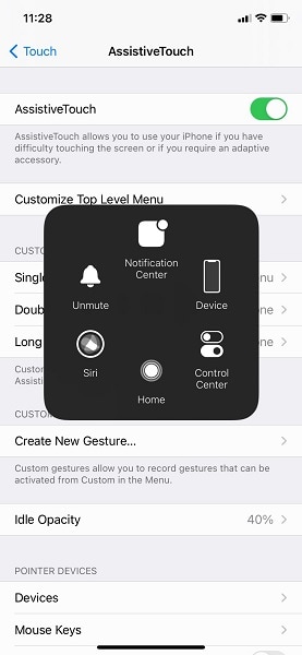 assistivetouch menu selections