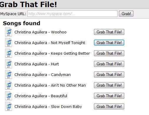 myspace grab music