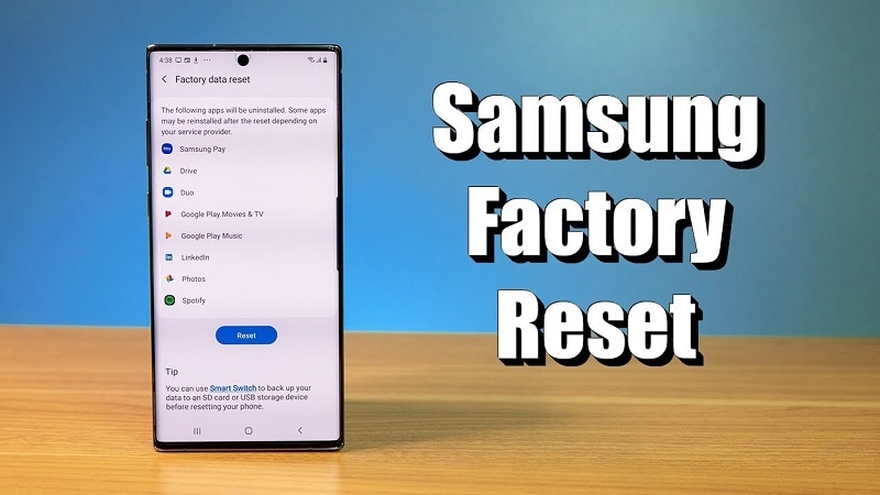 samsung factory reset banner